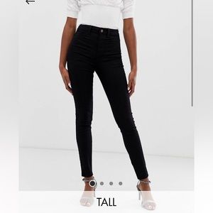 New Look tall disco skinny jeans in black